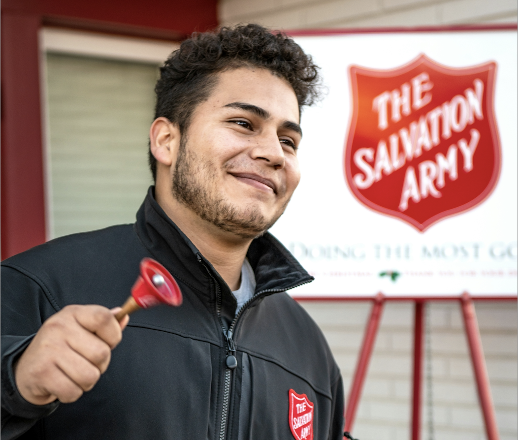 Salvation Army Bell Ringer Smiling